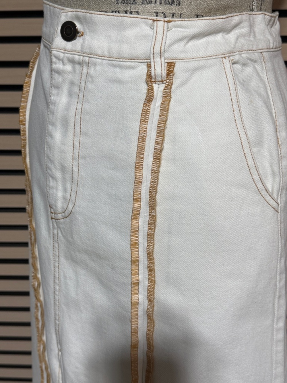 Moon River Neutral Cream Midi Skirt - Picture 3 of 9